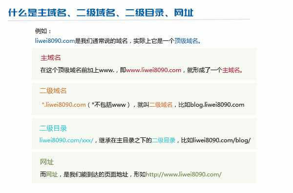 什么是主域名、二级域名、二级目录